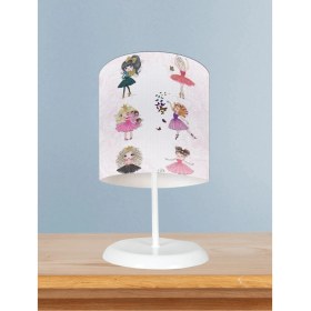 Resim Bebek ve Çocuk Odası Prenses Kızlar ve Seksek Desenli Motifli Abajur 