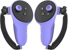 Resim Meta Quest 3 için VR Denetleyici Kavrama Kapağı, VR Silikon Koruyucu Kılıf Kapağı/Yumuşak Kavramalar Sanal Gerçeklik Kavramaları için Deri Kılıf, Fırlatma Önleyici Mafsal Kayışı ile (mor) 