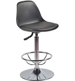 Resim Ofiscombin Ofis Büro Mutfak Yüksek Sırtlı Amortisörlü Pistonlu Bar Tabure Siyah Deri 00047499831 