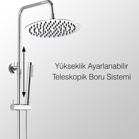 Resim Fause Teleskopik Kolonlu Tepe Duş Seti Robot Duş Yağmurlama Pirinç El Başlıklı KDS106-2 