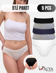 Resim Alya Underwear Kadın Pamuklu Hipster - Slip Külot 5 Farklı Renk 1 Pakette Multicolor -p12 