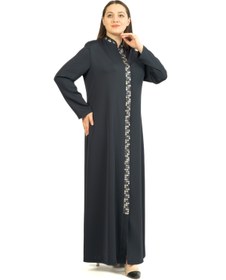 Resim derin store Kadın Önü Nakış Şeritli Dubai Tesettür Ferace 