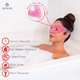 Resim sbodurhome Pembe Jel Boncuklu Göz Maskesi, Soğuk & Sıcak Kullanım Rahatlatıcı Terapi Maskesi 