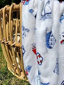 Resim Alpar Tekstil Bambu Müslin Örtü & Battaniye 120x120cm (GEMİ) 