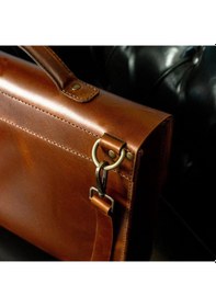 Resim Twingold İsme Özel Evrak Çantası - Messenger Bag - %100 Deri - Ac09001 - Koyu Kahverengi Koyu Kahverengi 