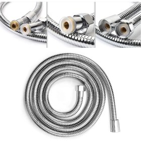 Resim Home Spiralli Örgülü Duş Hortumu,banyo Duş Hortumu (1,5 Metre) (Krom) 
