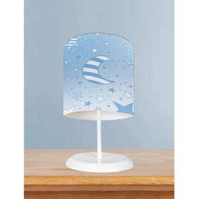 Resim Mekta Home Bebek ve Çocuk Odası Ay ve Yıldız Desenli Mavi Abajur 