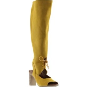 Resim Bueno Shoes Sarı Süet Kadın Topuklu Çizme 