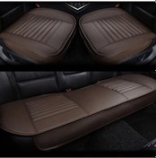 Resim Siyah Nefes Alabilir Sahte Ön Arka Deri Araba Kapak Koltuk Pedi Mat Yastık Front 