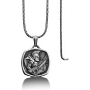 Resim Bysilverstone Spartalı Şövalye Madalyon Gümüş Kolye 