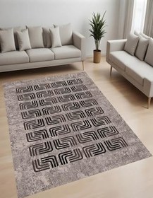Resim Rovigo Dijital Baskı Yıkanabilir Kaymaz Taban Salon Halısı Ve Yolluk RVG0920-FNL151, Kahverengi, 80 x 150 