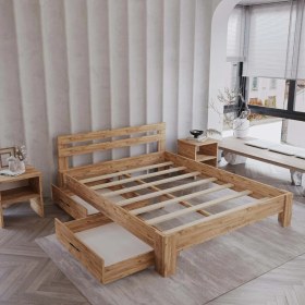 Resim Renazzo 2 Çekmeceli Letto Atlantik Mdf Karyola | Tek ve Çift Kişilik Yatak Uyumlu, Kolay Kurulum 