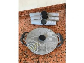 Resim Makkam Silikon Tencere Kapağı, Tava Kapağı, Isı Koruyucu, Vakumlu Kapak, Muhafaza Kapağı (Gri, 28CM) 