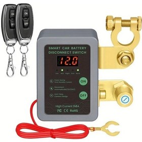 Resim Motion003 Gri Akıllı Araç Pil Kesme Anahtarı 12v Uzaktan Kumandalı Led Voltaj Göstergeli Hırsızlık Önleyici Otomobil Karavan Atv Tekne 