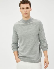 Resim Akrilik Triko Kazak Yarım Balıkçı Yaka 