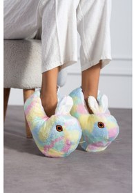 Resim Albishoes Tavşanlı Figür Peluş Renkli Kadın Ev Botu Panduf 001 