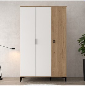 Resim 6303 Neva 3 Kapılı 200 Cm Gizli Çekmeceli Gardırop , Elbise Dolabı , Genç Odası Beyaz Sepet 