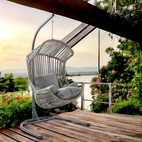 Resim Rehome Akçay Tek Kişilik Rattan Bahçe Salıncağı | Gri 