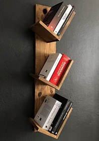 Resim Doğal Ahşap Kitaplık, Dekoratif Tasarım Ahşap Vintage Retro Tasarım Kitaplık 
