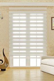 Resim Bambu Zebra Perde Krem 