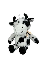 Resim Sevimli Peluş İnek Hediyelik Uyku Arkadaşı 40 Cm Siyah 