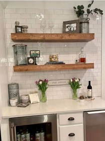 Resim Dekoratif Doğal Ahşap 2 Li 150 X 15 X 4 Cm Gizli Aparatlı Raf Kahverengi 