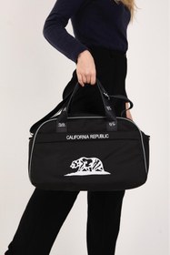 Resim CALIFORNIA REPUBLIC Siyah Seyahat ve Plaj Çantası ve Makyaj Çantası Seti Unisex Hafif Omuz Çantası 