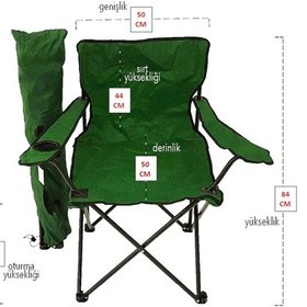 Resim Kapris Katlanır Kamp Sandalyesi Taşıma Çantalı Bardaklıklı Yeşil Yeşil 