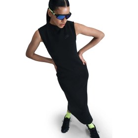 Resim Nike Womens Tech Fleece Maxi Tank Dree Balıkçı Yaka Fermuar Yırtmaçlı Kadın Elbise Siyah 