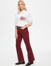 Resim Faik Sönmez Straight Fit Parça Boya Pantolon 69481 U6948140 Bordo 
