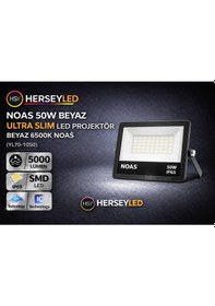 Resim Noas 50w Beyaz Ultra Slim Led Projektör Beyaz 6500k Noas Yl70-1050 