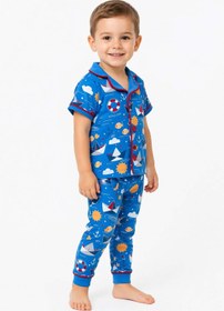 Resim dinamik çocuk Erkek Bebek/Çocuk Deniz Temalı Yazlık Pijama Takımı Kısa Kollu %100Pamuk 6-24ay 3-6yaş 