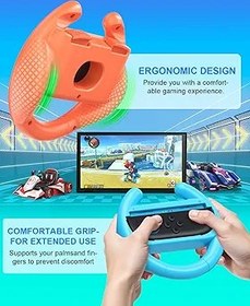 Resim FYOUNG Steering Wheel Grip for Nintendo Switch 2 Controllers, Ergonomic Racing Accessories for Joycon 2, 2 Pack Handle Grip for Mario Kart 8 Deluxe Switch Games 