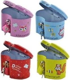 Resim hyd Kilitli Çift Kalpli Metal Para Kumbarası 