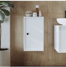 Resim Banyo Dolabı Mat Mdf 60 X 35 Cm Banyo Boy Dolabı Beyaz Mat Beyaz 