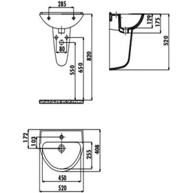 Resim Creavit Yarım Ayak Oval Lavabo 40 x 50 CM Beyaz Tp155 