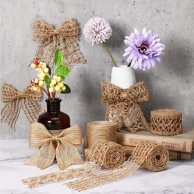 Resim 4 Rulo Doğal Kenevir İp Dantel Ağı - Genişlik 5.0 cm, DIY El İşleri için Dekoratif Dokuma Kurdele, Düğün Süslemeleri ve Ev Dekoru, Toprak Bej ve Beyaz Desenli, Tatil Partileri ve Hediye Paketleme için Mükemmel, El Sanatları Malzemeleri 