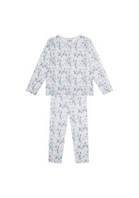 Resim Antebies Organik Beyaz Uzun Kollu Kız Çocuk Pijama Takımı Renkli 