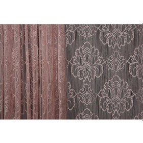 Resim Örümcek Model Pudra Renk İp Perde Hazır Düğmeleri Dikilmiş İp Perde 300 280 Cm Pudra 