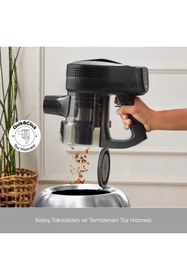 Resim Karaca Vantuz Power Pro Hepa Filtreli 2 in 1 Şarj Edilebilir Dik Süpürge Matte Black Silver 