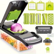 Resim 1 Set 16-in-1 Manuel Sebze Doğrayıcı, 8 Bıçak, Kap, Soyucu ve Filtre ile, Yemek Hazırlamak Kolay, Profesyonel Soğan, Havuç ve Sarımsak Dilimleyici, Mutfak Malzemeleri 