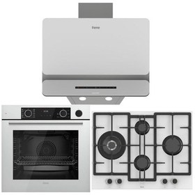 Resim Ferre Fryart Steam XE64CB + ED076-WFA + D081-SA Airfry & Buhar Destekli Beyaz Ankastre Set 