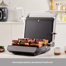 Resim Jumbo x Homend Grilliant 1345H 3 In 1 Inox Gövdeli Çift Taraflı ve Alt Üst Sıcaklığı Ayrı Kontrol Edilebilen Xl Döküm Plakalı Tost ve Izgara Makinesi 