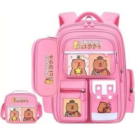 Resim Luckydog Dream011 Pembe Kabbalah 3 Parça Okul Sırt Çantası Geniş Bölmeli Ayarlanabilir Askı Kırmızı Renk Pembe 