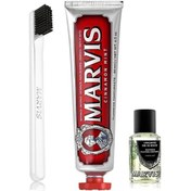 Resim Marvis Cinnamon Mint Diş Macunu 85 ML + Konsantre Ağız Gargarası 30 ML + Yumuşak Diş Fırçası 