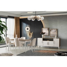 Resim Çakıl Mdf Yemek Masa 6lı Sandalye Takımı 90x145cm 001 