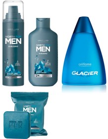 Resim Oriflame North For Men Tıraş Köpüğü + Vücut Şampuanı + Glacier Edt 100 Ml. Erkek Parfüm Seti 
