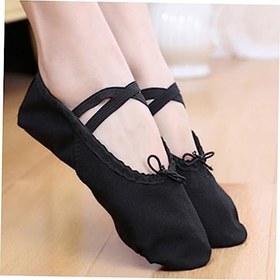 Resim CALLARON 2 Adet kanvas bale ayakkabıları bale ayakkabıları için ipli bale ayakkabıları bale ayakkabısı dans daireler çocuklar için bale ayakkabıları kız dans ayakkabıları yoga ayakkabıları 