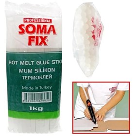 Resim TOPALAKTİCARET 1 Kg 7.4x300 Mm Ince Somafıx Mum Silikon Çubuk Sıcak Şeffaf 