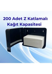 Resim Mulpex Siyah Duvara Monte Z Katlamalı Kağıt Havlu Dispenseri Premium Abs Gövde, Anahtarlı Kilit, Vidalı & Yapışkan Montaj Siyah 